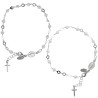 Bracelet argent 925 °/°° ajustable sur chaine, grains facettes Ø 3 mm (3 g), avec médaille VM & croix + boîte