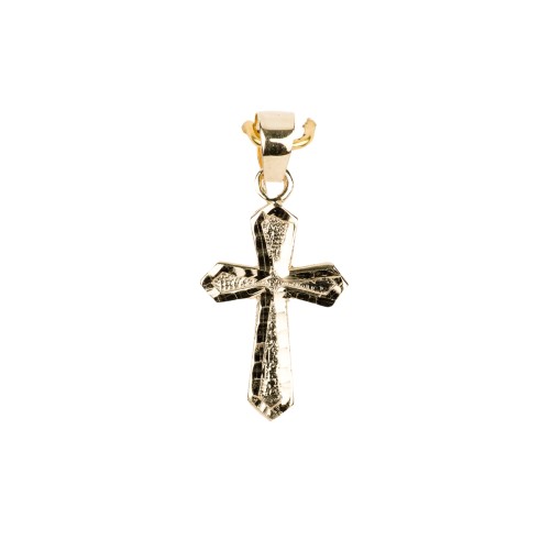 Croix travaillée 1,5 cm - OR 375 °/°° (0,30 g).