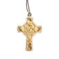 Croix de cou en bois d'olivier contour blanc, thème communion H. 5 cm avec cordon 70 cm..