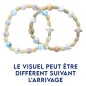 Bracelet dizainier sur élastique grains bois couleurs striés Ø 10 mm, avec croix..
