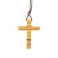 Croix de cou en bois d'olivier H. 3.5 cm avec cordon 70 cm..