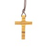 Croix de cou en bois d'olivier H. 3.5 cm avec cordon 70 cm..