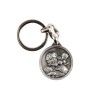 Porte-clés de saint Christophe en buste Ø 3 cm en métal couleur argentée..