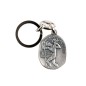 Porte-clés H. 3,8 cm en métal couleur argentée de saint Christophe stylisé Regarde la route..