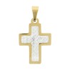 Croix de cou couleur dorée avec pierres OZ sertie en acier inoxydable H. 2,4 cm..