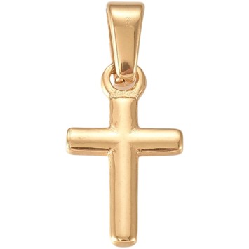 Croix de cou couleur dorée en acier inoxydable H. 1,6 cm..