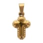 Croix de cou bombée torsadée dorée en acier inoxydable H. 1.7 cm..