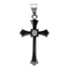 Croix de cou de couleur argentée en acier inoxydable centre pierres OZ H. 3 cm..
