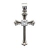 Croix de cou de couleur argentée en acier inoxydable centre pierres OZ H. 3 cm..