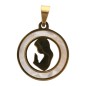 Médaille de la vierge en prière en coquille d eau douce et acier inoxydable doré, Ø 2 cm..