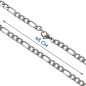 Chaine en acier inoxydable couleur argentée maille figaro largeur 5 mm, L. 48 cm..