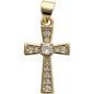 Croix de cou dorée supérieur avec pierres OZ H. 2 cm..