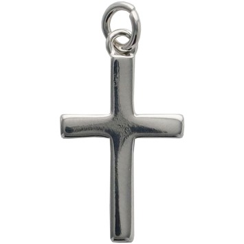 Croix de cou en laiton argenté, H. 1,50 cm..