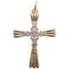 Croix de cou dorée supérieur avec au centre pierres OZ H. 2,4 cm..