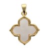 Croix de cou carrée en coquille d eau douce dorée supérieur H. 2 cm..