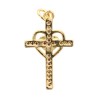 Croix de cou dorée supérieur avec strass et cœur entrelacé, H. 2,5 cm..