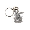 Porte-clés silhouette de saint Michel H. 4 cm en métal couleur argentée..