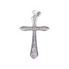 Croix de cou arrondie, laiton plaque platine avec pierres OZ H. 3,6 cm..