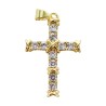 Croix de cou dorée supérieur avec décor anneaux et pierres OZ H. 3 cm..