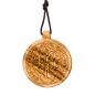 Médaille gravée en bois d'olivier de saint Benoit Ø 3 cm avec cordon cuir 70 cm..