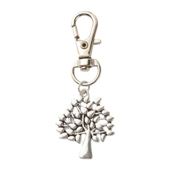 Porte-cles arbre de vie, avec fermoir mousqueton pivotant L. 6 cm.