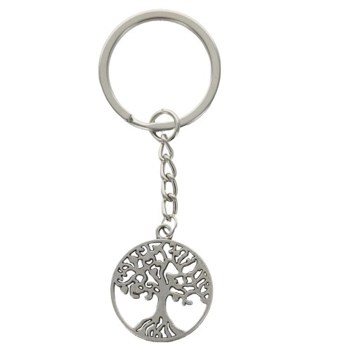 Porte-clés arbre de vie en métal Ø 3 cm..