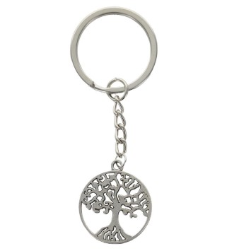 Porte-clés arbre de vie en métal Ø 3 cm..