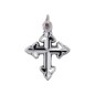 Croix de cou dominicaine en métal couleur argentée émaillé H. 3 cm..