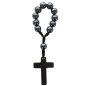 Dizainier sur corde avec grains ronds et croix en hématite Ø 7 mm..