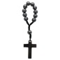 Dizainier sur corde avec grains ronds et croix en hématite Ø 7 mm..