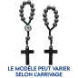 Dizainier sur corde avec grains ronds et croix en hématite Ø 7 mm..