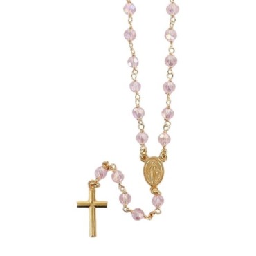 Chapelet argent dore 925°/°° ajustable avec fermoir (7,30 g) grains facettes Ø 5 mm croix plate avec boite. Plusieurs couleurs.