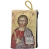 Porte-monnaie icône en tissu, brodé de fil doré, H 10 x 7 cm. plusieurs sujets..