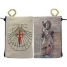 Porte-monnaie icône en tissu, brodé de fil doré, H 10 x 7 cm. plusieurs sujets..