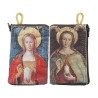 Porte-monnaie icône en tissu, brodé de fil doré, H 10 x 7 cm. plusieurs sujets..