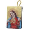 Porte-monnaie icône en tissu, brodé de fil doré, H 10 x 7 cm. plusieurs sujets..