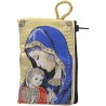 Porte-monnaie icône en tissu, brodé de fil doré, H 10 x 7 cm. plusieurs sujets..