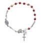 Bracelet argent 925 ajustable sur chaine, grains facettes 3 mm (3 g) avec médaille VM & croix + boîte. 2 teintes dispos