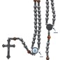 Chapelet sur élastique Grains en hématite et pater en œil de tigre Ø 6 mm. Longueur jusqu'au cœur 21 cm. Livré en boite..