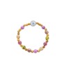 Bracelet sur élastique grains bois Ø 5 mm et grain bois tacheté Ø 5 mm avec médaille résine VM.