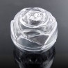 Boite à chapelet en plastique transparent forme rose H.4.5 cm Ø 6 cm..