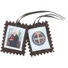 Scapulaire en tissus de saint Benoit avec explication H. 4,5 x 5 cm. Sachet individuel..