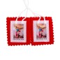 Scapulaire en tissus de saint Michel H. 4,5 x 5 cm avec cordon blanc. Livre en sachet individuel..