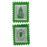 Scapulaire Vert en tissus du Cœur Immaculé de Marie avec explication H. 4.5 cm x 5 cm cordon vert Livre en sachet.