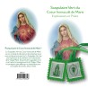Scapulaire Vert en tissus du Cœur Immaculé de Marie avec explication H. 4.5 cm x 5 cm cordon vert Livre en sachet.