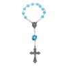 Dizainier sur chaine grains Ø 5 mm et rose, croix metal avec Christ. Disponible en differentes couleurs..