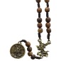 Chapelet de dévotion de saint Michel grains bois Ø 7 mm avec notice explicative, livre en sachet individuel.