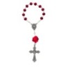 Dizainier sur chaine grains Ø 5 mm et rose, croix metal avec Christ. Disponible en differentes couleurs..