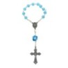 Dizainier sur chaine grains Ø 5 mm et rose, croix metal avec Christ. Disponible en differentes couleurs..