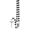 Chapelet sur chaine indecrochable, grains en plastique ronds Ø 7 mm, croix avec Christ..